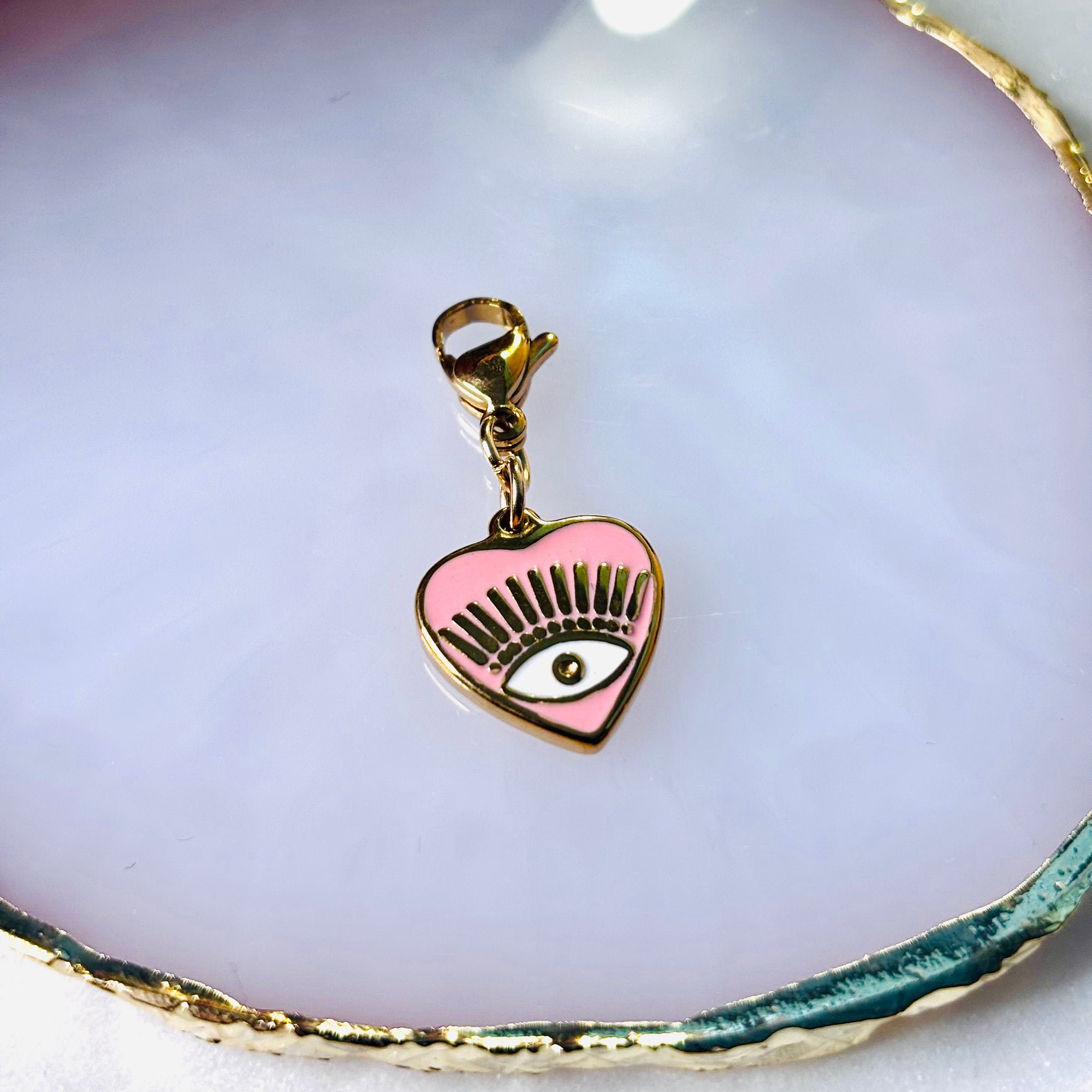 Charm "Le coeur oeil de protection rose"
